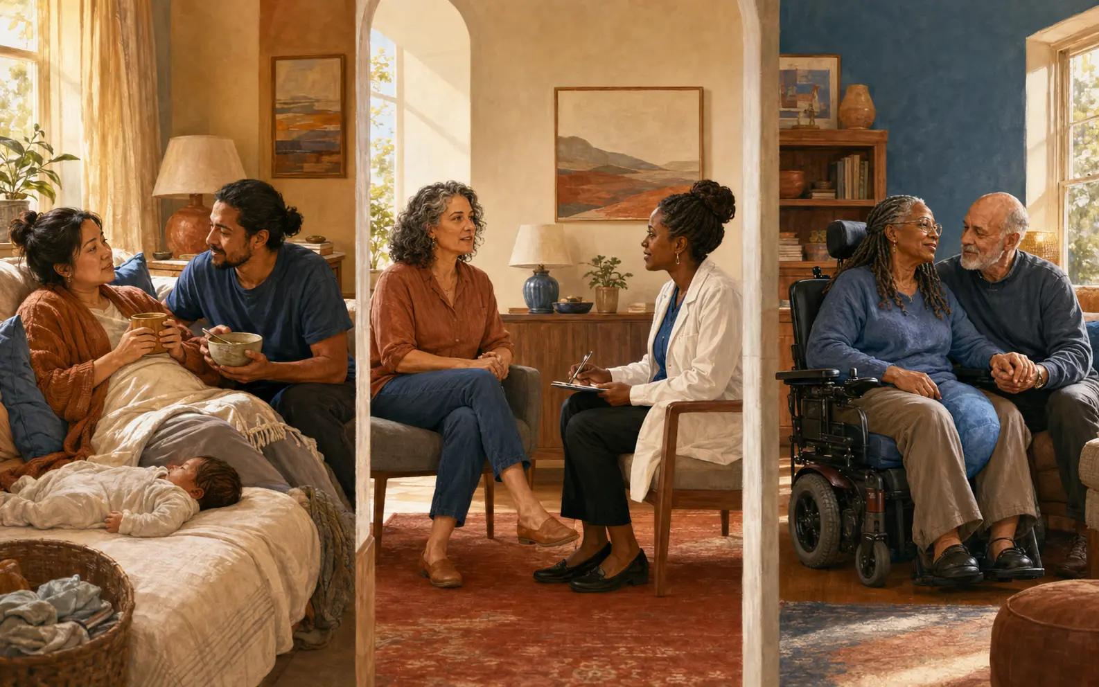 Adults across postpartum recovery, menopause, aging, illness, and disability adapt intimacy to their current bodies and lives.